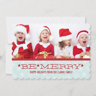 RED BLUE, BE MERRY HOLIDAY PHOTO CARD