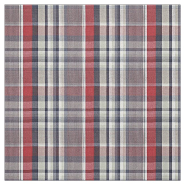 Red Blue Beige Scottish Plaid Tartan Pattern Fabric (Swatch)