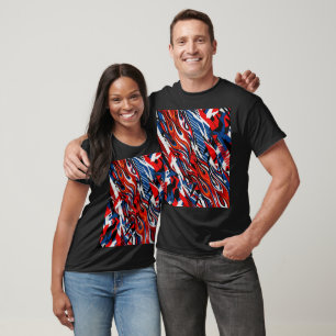 Red Blue Black Abstract Racing Flames T-Shirt