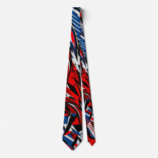 Red Blue Black Abstract Racing Flames Tie