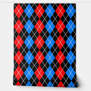 Red Blue Black Argyle Diamond Pattern Design  Wallpaper
