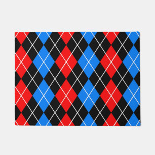 Red Blue Black Argyle Plaid Design Doormat