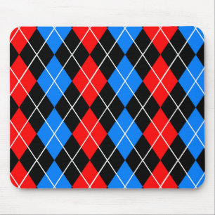 Red Blue Black Argyle Plaid Design  Mouse Pad