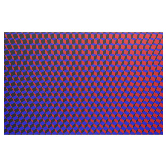 Red Blue & Black Boxes Fabric (Yard)