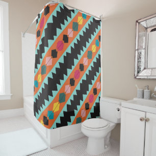 Red Blue Black Pattern mix Shower Curtain