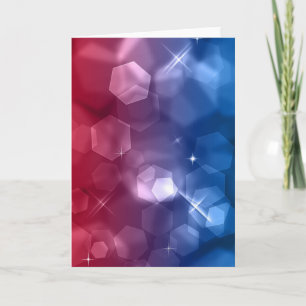 Red & Blue Bokeh Pattern Blank Greeting Card