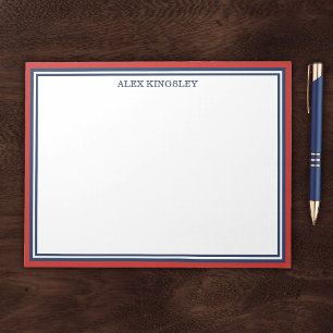 Red Blue Border Add Your Name Notepad