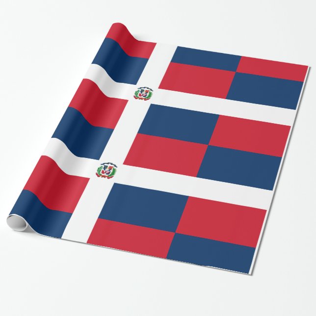 Red & Blue Boxes with White lines Wrapping Paper (Unrolled)