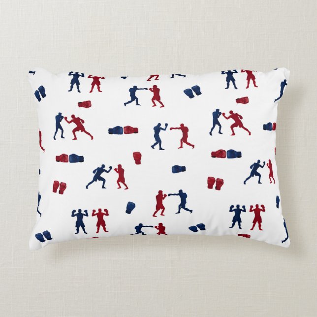 Red & Blue Boxing Gloves Boxer Pattern Decorative Cushion (Front)