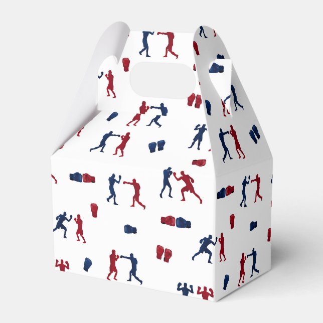 Red & Blue Boxing Gloves Boxer Pattern Favour Box (Front Side)