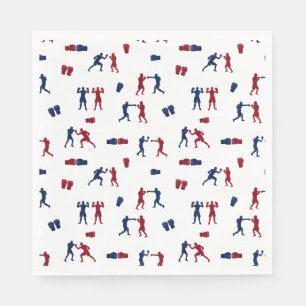 Red & Blue Boxing Gloves Boxer Pattern Napkin