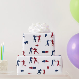 Red & Blue Boxing Gloves Boxer Pattern Wrapping Paper
