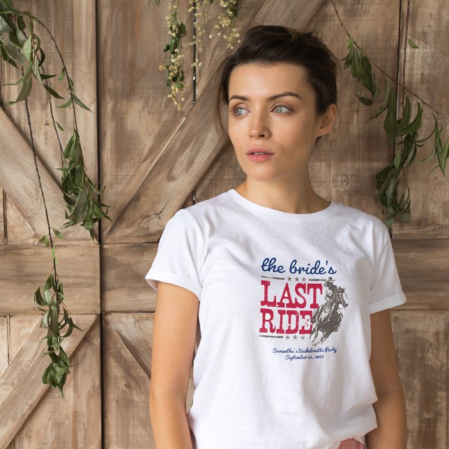 Red & Blue Bride's Last Ride Bachelorette T-Shirt (Creator Uploaded)