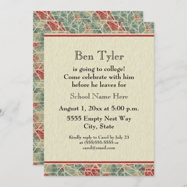 Red Blue Brown Abstract Trunk Party Invitation (Front/Back)