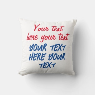 Red Blue Calligraphy Your Text Here Replace Slogan Cushion