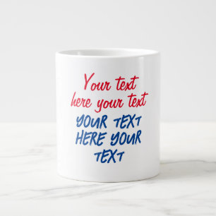 Red Blue Calligraphy Your Text Here Replace Slogan Large Coffee Mug