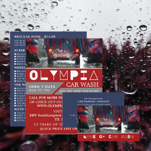 Red & Blue Car Wash, Cleaning Service Business Card