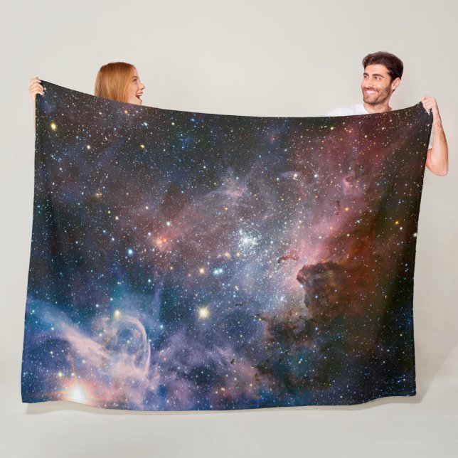 Red & Blue Carina Nebula Hubble Telescope Fleece Blanket (In Situ)