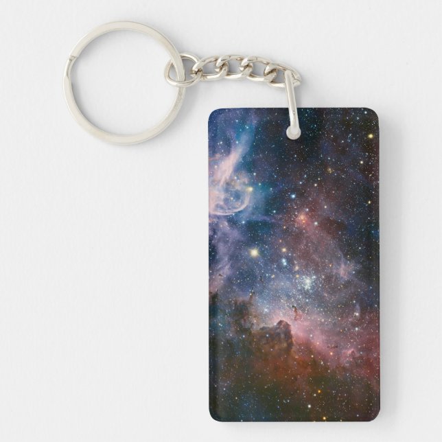 Red & Blue Carina Nebula Hubble Telescope Key Ring (Front)