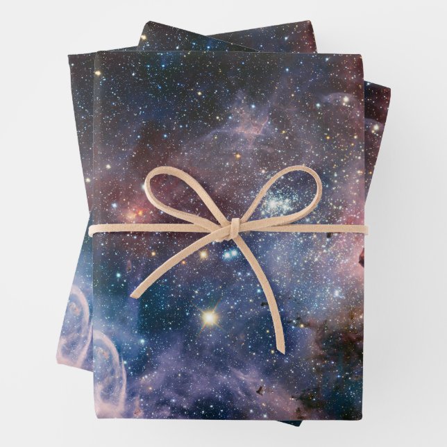 Red & Blue Carina Nebula Hubble Telescope Wrapping Paper Sheet (In situ)
