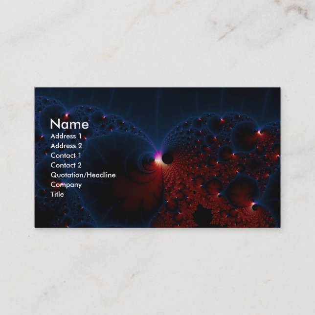 Red Blue Cells Fractal Art Business Card (Front)