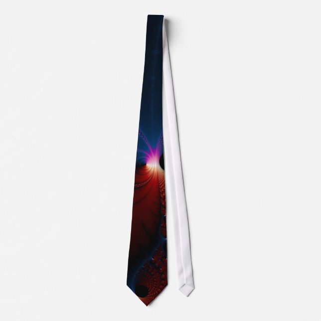 Red Blue Cells Fractal Art Tie (Front)