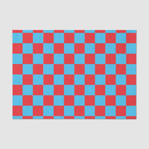 Red Blue Checkered Check Design  Tissue Paper