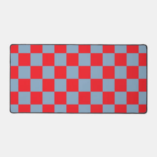 Red Blue Chequered Gingham Pattern Desk Mat