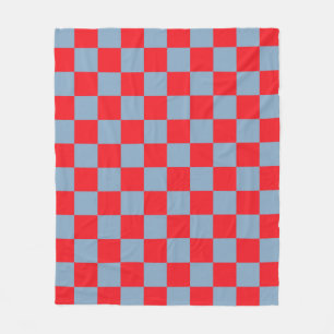 Red Blue Chequered Gingham Pattern Fleece Blanket