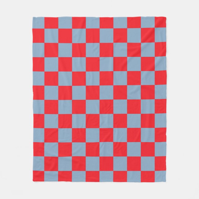 Red Blue Chequered Gingham Pattern Fleece Blanket (Front)