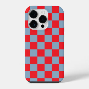 Red Blue Chequered Gingham Pattern iPhone 14 Pro Case