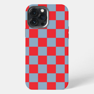 Red Blue Chequered Gingham Pattern iPhone 13 Pro Max Case