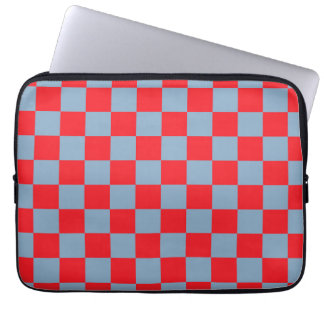 Red Blue Chequered Gingham Pattern Laptop Sleeve
