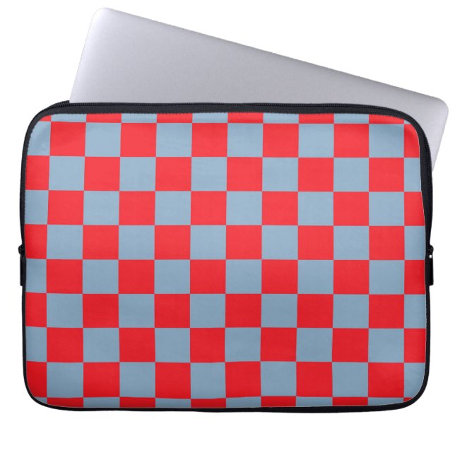 Red Blue Chequered Gingham Pattern Laptop Sleeve (Front)