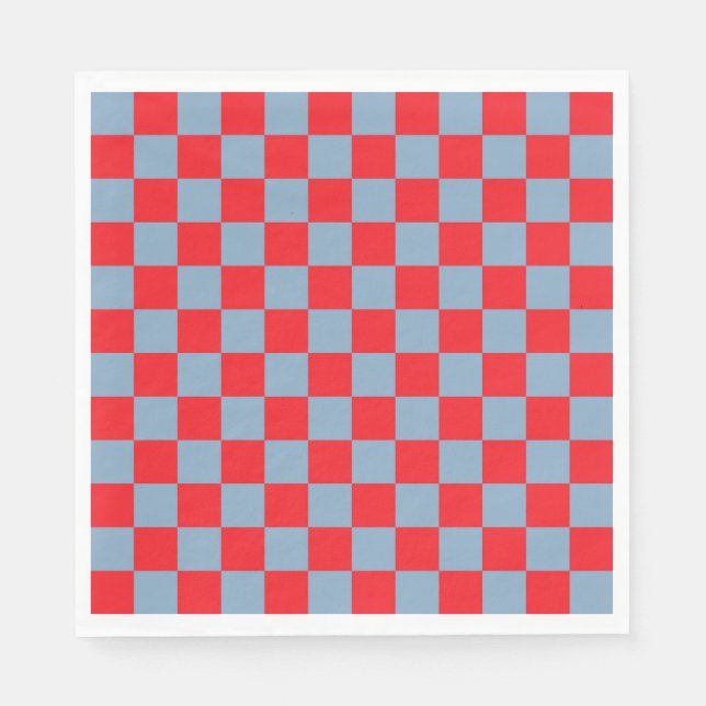 Red Blue Chequered Gingham Pattern Napkin (Front)