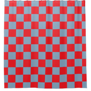 Red Blue Chequered Gingham Pattern Shower Curtain