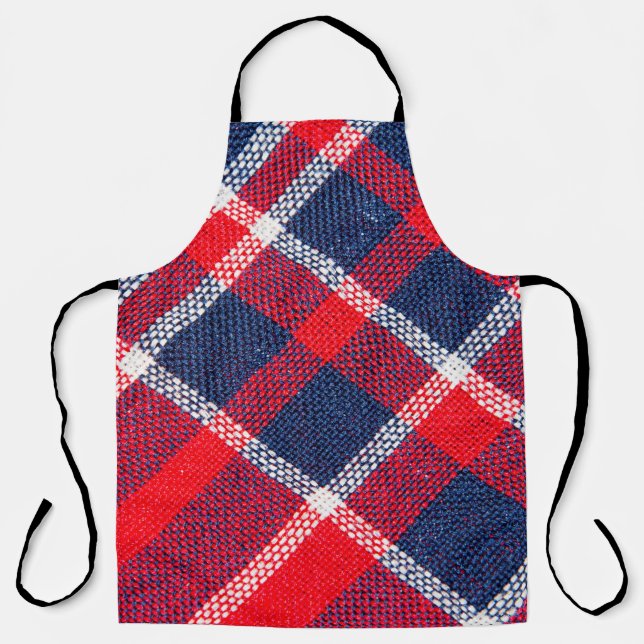 Red-blue chequered woollen texture. apron (Front)