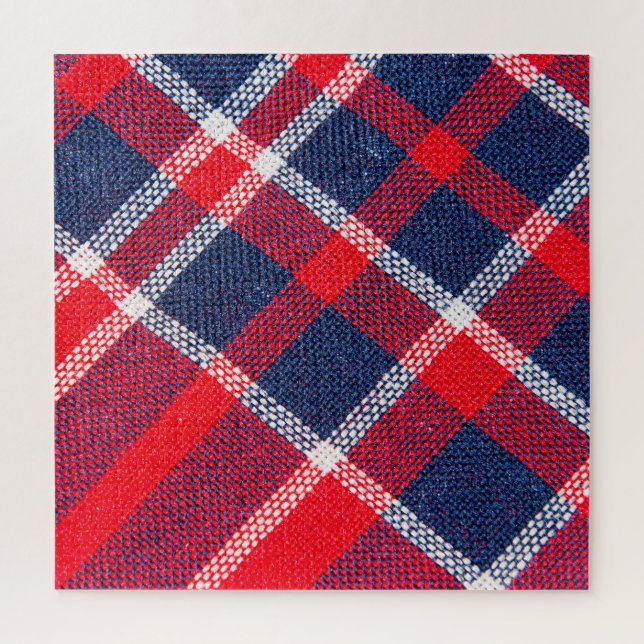 Red-blue chequered woollen texture. jigsaw puzzle (Vertical)