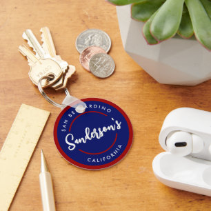 Red Blue City Town Place Location Name Circle Key Ring