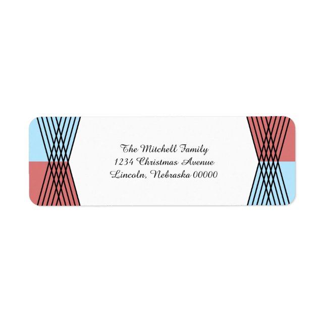 Red Blue Colourful Deco Address Labels (Front)
