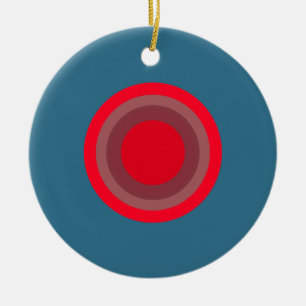 red blue contrast bullseye ceramic ornament