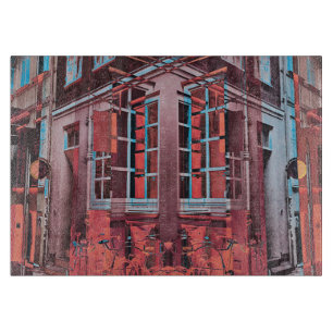Red blue Copenhagen windows reflection digital art Cutting Board