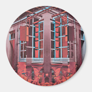 Red blue Copenhagen windows reflection digital art Magnet