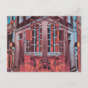 Red blue Copenhagen windows reflection digital art Postcard