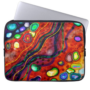 Red, Blue, Copper, Green, Purple Abstract Modern  Laptop Sleeve