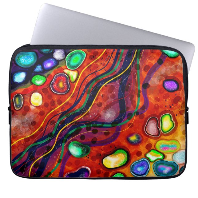 Red, Blue, Copper, Green, Purple Abstract Modern  Laptop Sleeve (Front)