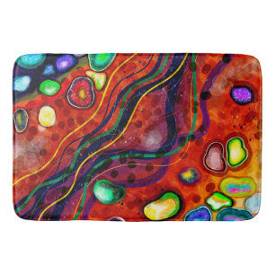 Red, Blue, Copper, Purple, Green Abstract  Bath Mat