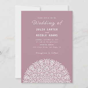 Red & Blue Coral Reef Marble Stone Mandala Wedding Invitation