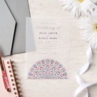 Red & Blue Coral Reef Marble Stone Mandala Wedding