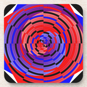 Red & Blue Counter Spiral by Kenneth Yoncich Coaster